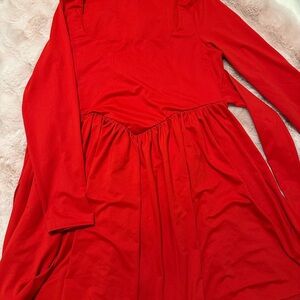 Vibrant Red Long Sleeve Dress